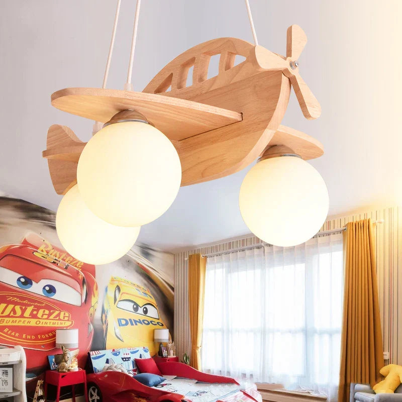 Decorbites™ Kinder Holz-Flugzeug-Hängeleuchte LED Deckenleuchte für Jungen-Schlafzimmer