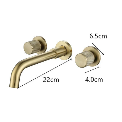 DecorBites™ Brushed Gold Basin Faucet: Single Handle Wall Mount Brass Mixer Tap, Cold/Hot Water
