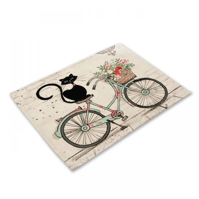 Decorbites™ Schwarze Katze Leinen-Platzset für Esstisch & Küchendekoration