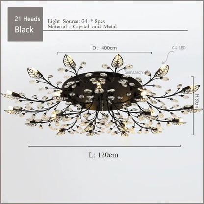 DecorBites™ Crystal Ceiling Chandelier LED Fixture Lights for Living Room Bedroom by Samsarah Lighting