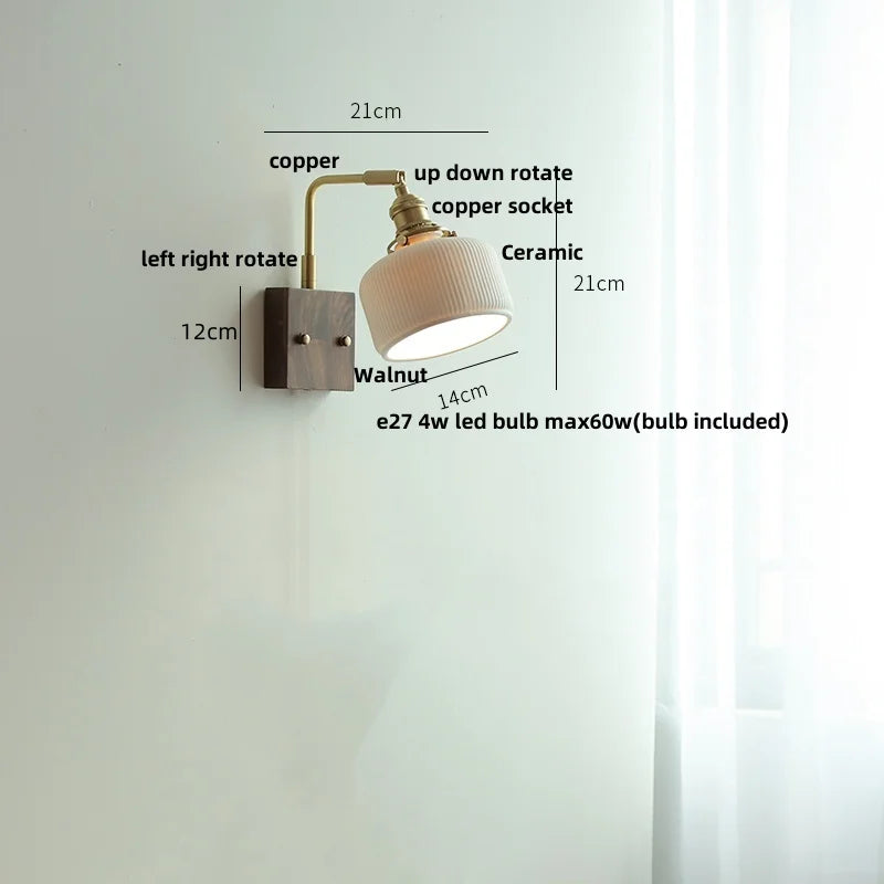 Ceramic Walnut Wall Sconce