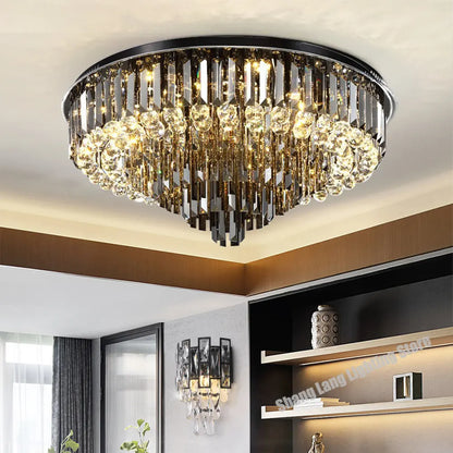 Decorbites™ Kristall-LED-Kronleuchter: Moderne rauchgraue klare Kristallbeleuchtung für große Wohnzimmer