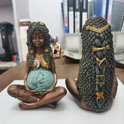 Decorbites™ Gaia Mutter Erde Lotus-Yoga-Pose Harz-Figur Dekoration für Zuhause Naturskulptur