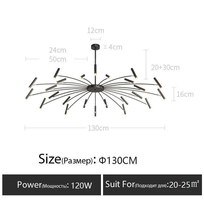 Nordic LED Ceiling Light Gold 24-Head D130cm