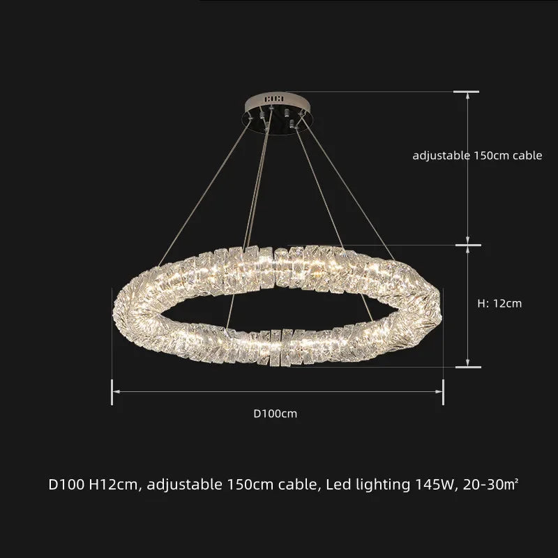 Decorbites™ Kristall-LED-Pendantleuchten | Dimmbare Ring-Hängeleuchte | Moderne Luxus-Dekorleuchten