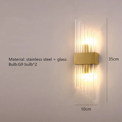 DecorBites™ Clear Crystal LED Wall Lamp Stainless Steel Sconces for Bedroom Dining Room
