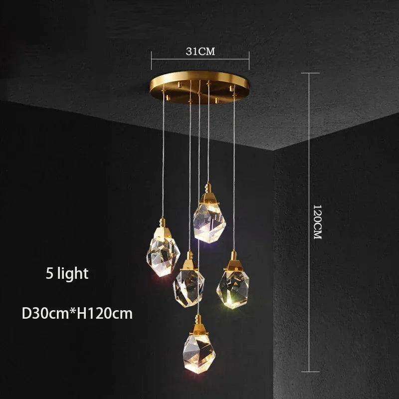Decorbites™ Diamantkristall-Kronleuchter: Luxuriöse Gold-LED-Beleuchtung für Treppenhaus & Wohnzimmer