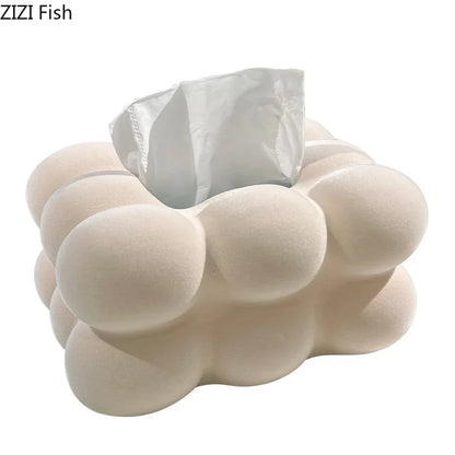 DecorBites™ Cloud Ceramic Tissue Box - White Porcelain Desk Decoration