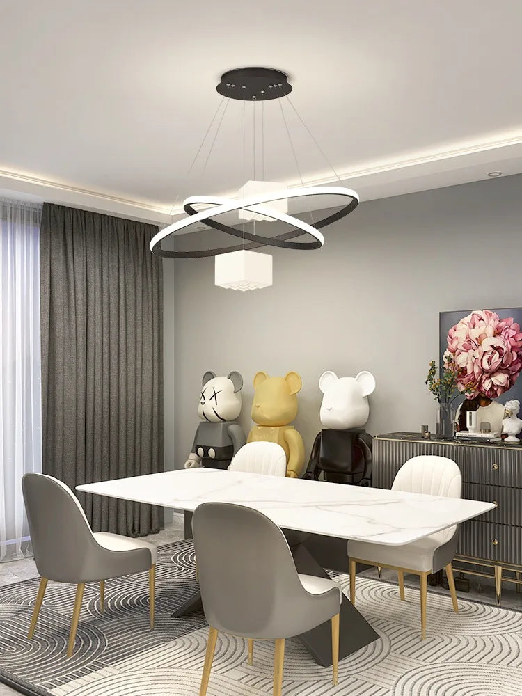 Decorbites™ LED-Kronleuchter: Moderne weiße Hängelampe für Wohnzimmer und Küche, Innenraum-Dekorleuchten