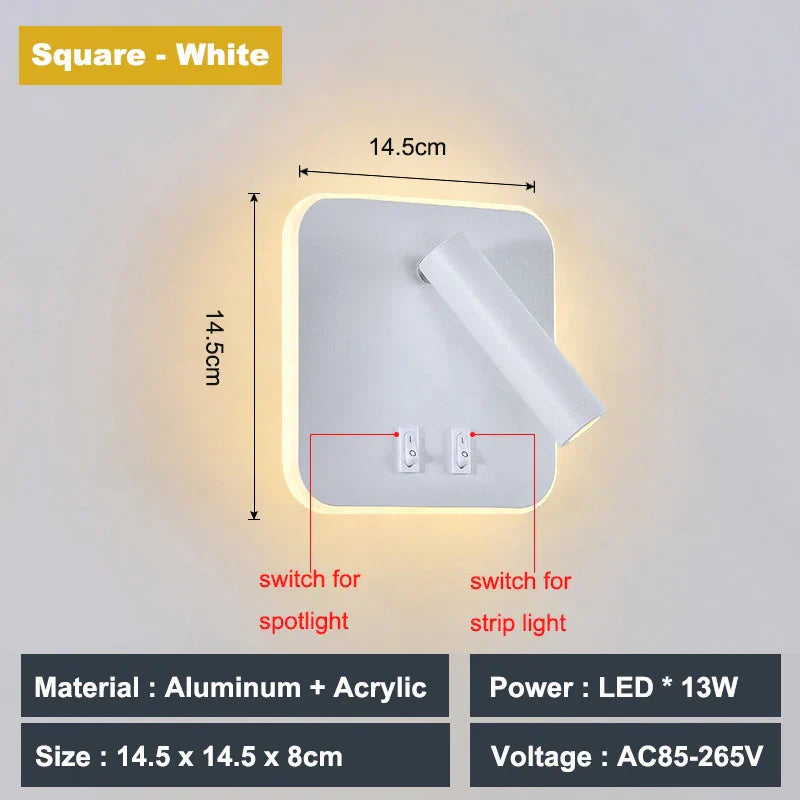 Decorbites™ verstellbare 10W Wandleuchte mit Schalter – Hotel, Schlafzimmer, Studierzimmer, Lesen