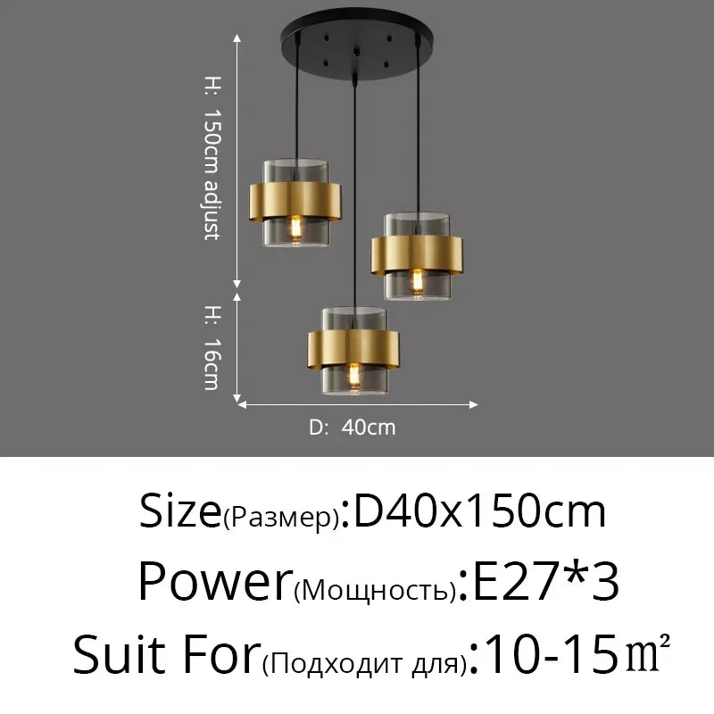 DecorBites™ Golden Pendant Lights for Aisle, Restaurant, Bedroom - Nordic Postmodern Minimalist Style