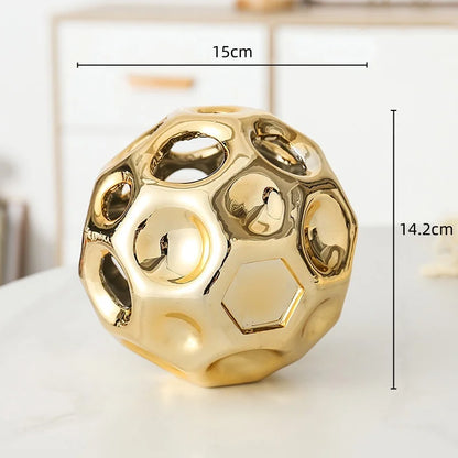 DecorBites™ Geometric Golden Hollow Abstract Sphere Sculpture Decor for Home