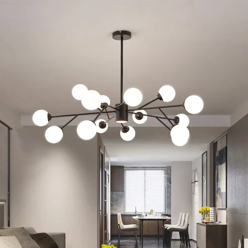 Gold Black LED Chandelier 18-Head For Bedroom