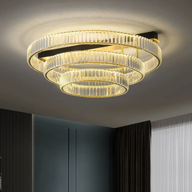 Gold Crystal Copper Ceiling Lamp