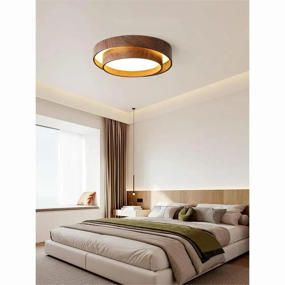 Decorbites™ Japanischer Walnuss-Schlafzimmer-Deckenleuchte Wabi-Sabi-Holzmaserung Augenschonung Studienleuchte.