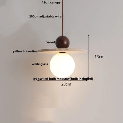 Decorbites™ LED-Hängeleuchte aus Schwarz-Eisen Wabi Sabi - Gelber Travertin