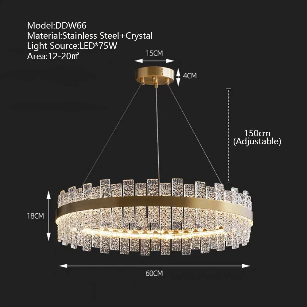 Decorbites™ Kristall-LED-Kronleuchter: Gold/Schwarz Luxus-Hängeleuchte für das Zuhause