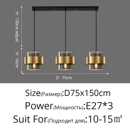 DecorBites™ Golden Pendant Lights for Aisle, Restaurant, Bedroom - Nordic Postmodern Minimalist Style