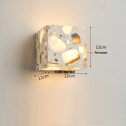 Decorbites™ LED-Wandleuchte für Schlafzimmer, Balkon, Flur – wasserdicht, quadratisch, Terrazzo-Nachttischlampe
