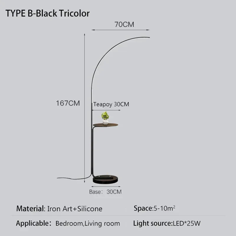 Black C Shape Floor Lamp