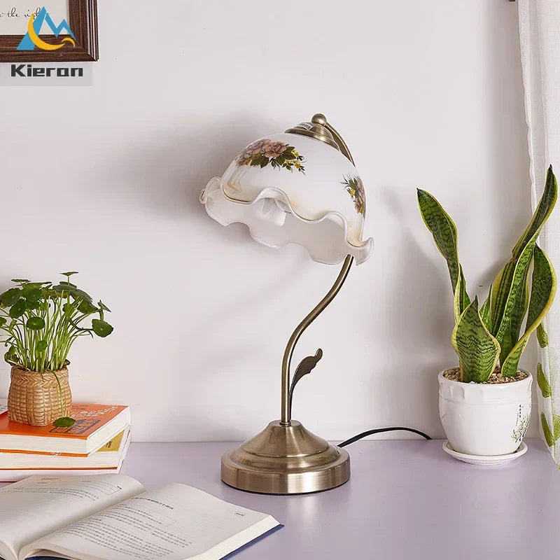 Decorbites™ Glasblumen-LED-Schreibtischlampe, dimmbare moderne Tischlampe für Schlafzimmer, Wohnzimmer
