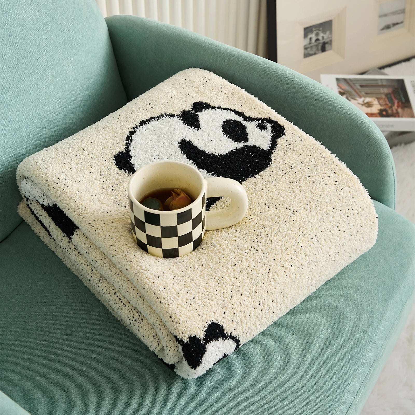 Panda Jacquard Throw Blanket