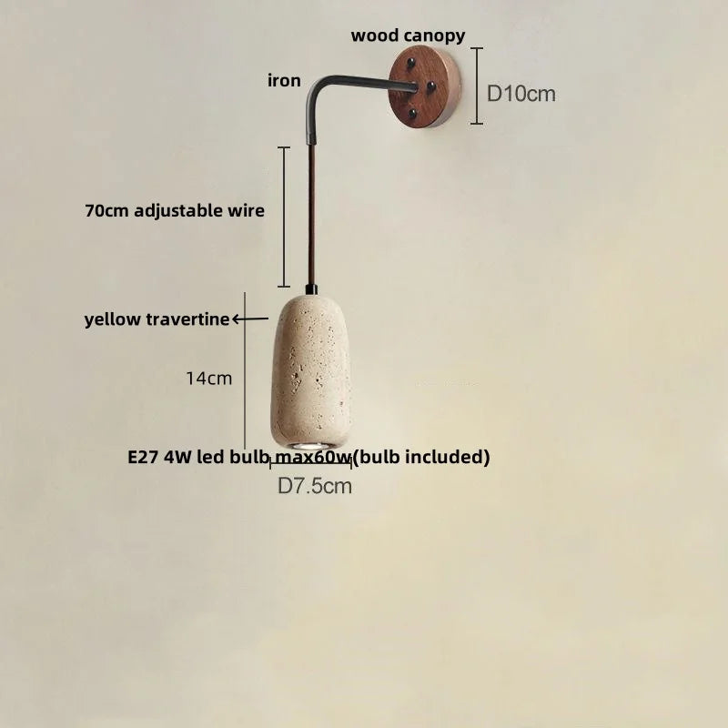 Decorbites™ LED Gelbe Travertin-Stein-Wandlampe – Nordisch Moderne Treppenbeleuchtung