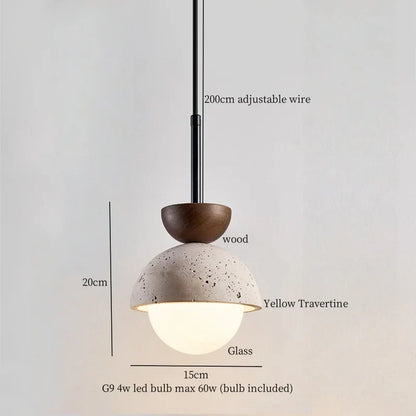 Decorbites™ Glas-Stein-LED-Pendantleuchten - Gelber Travertin Vintage-Hängeleuchte