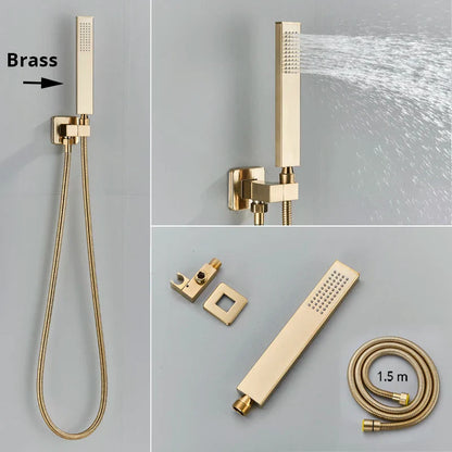 Decorbites™ Gold Thermostatische Regenwald-Duscharmatur-Mischbatterie-Set für das Badezimmer mit Decken- und Wandmontage