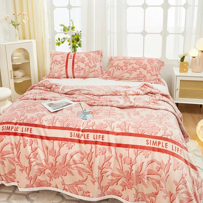 DecorBites™ Cozy Flannel Plush Blanket - All Seasons Sofa Cover & Bed Sheet for Queen Double