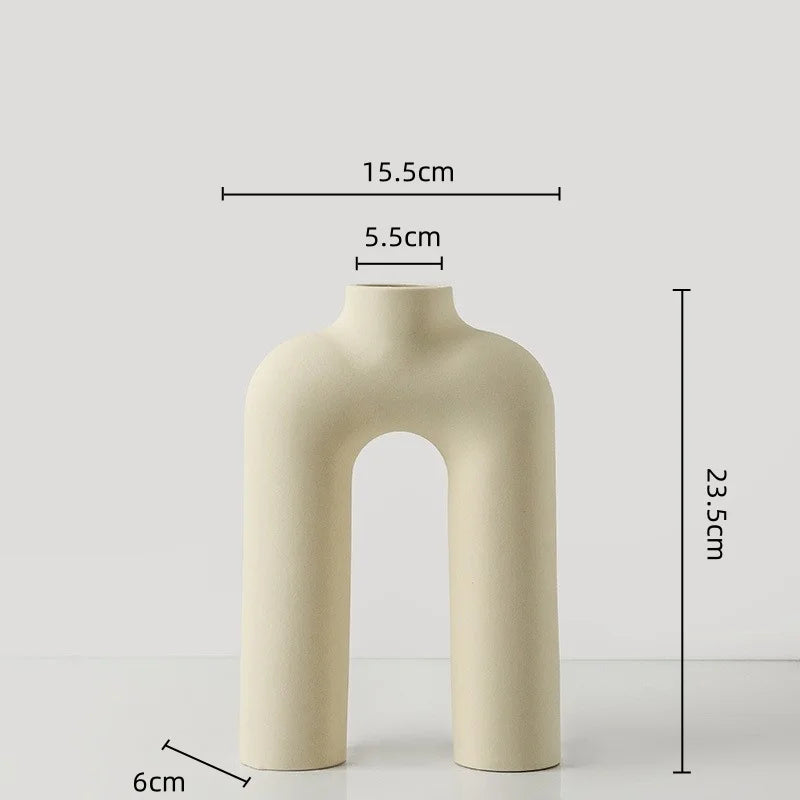 Decorbites™ Geometrische Keramikvase: Ausgehöhlte Buchstaben Blumenarrangement Wohnraumausstattung