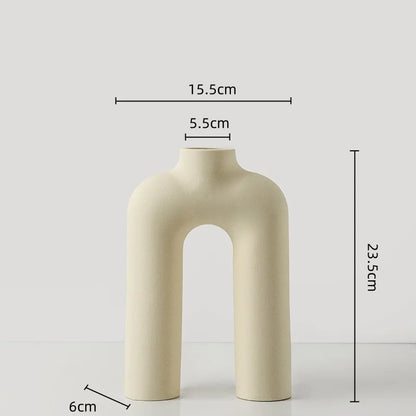 Decorbites™ Geometrische Keramikvase: Ausgehöhlte Buchstaben Blumenarrangement Wohnraumausstattung