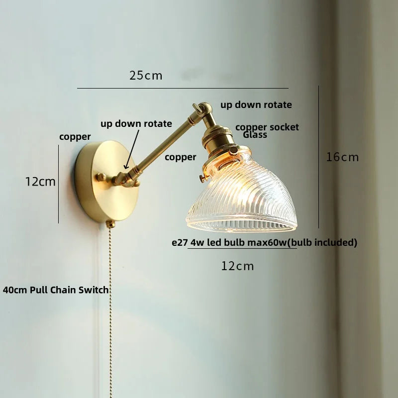 Decorbites™ LED-Wandleleuchte aus klarem Glas, drehbar nach oben und unten, ideal für Esszimmer, Badezimmer