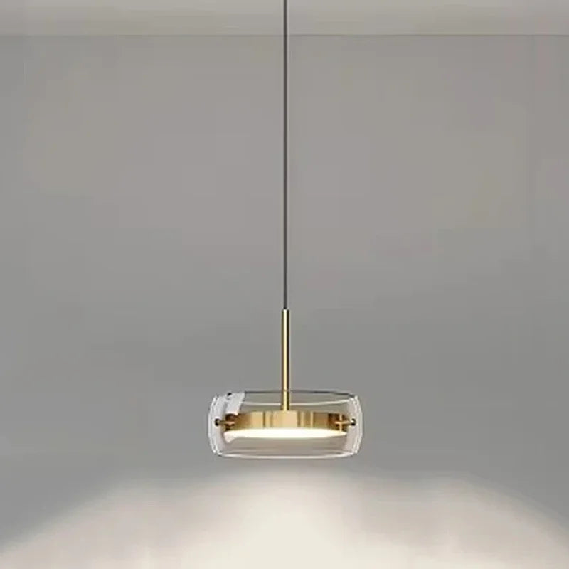 Modern Glass Ring Pendant Light in Iron