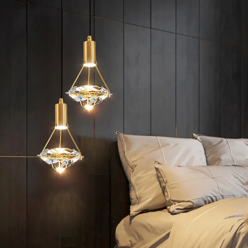 DecorBites™ Diamond Crystal Pendant Lights for Luxe Decor in Restaurant, Bedroom, or Salon