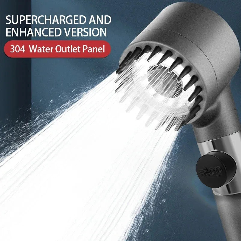 Black Rainfall Shower Head Three-Mode Filter