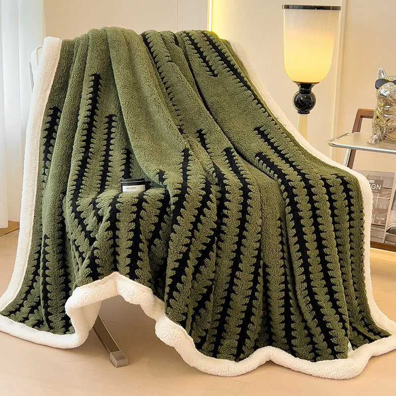 Decorbites™ Jacquard-Decke: Winterverdickte Lammwoll-Nap-Shawl für das Wohnzimmer