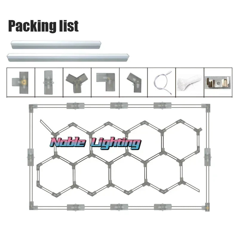 DecorBites™ Geometric LED Lights for Exhibition Car Detailing Garage Workshop - Polygonal Snowflake Theme