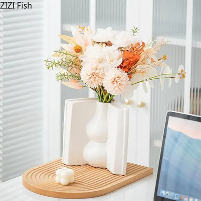 DecorBites™ Creative Flowers Desk Decoration Vase | Artificial Floral Decor for Aesthetic Rooms