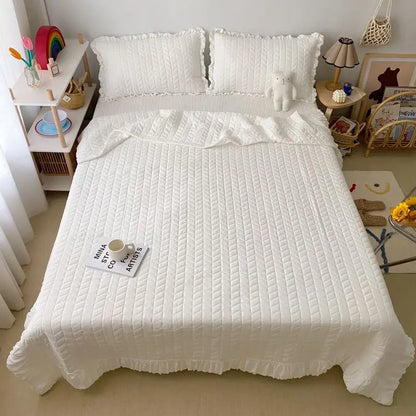 Decorbites™ Koreanischer Stil gewaschene einfarbig gequiltete Decke für Sommer-Bettüberwurf