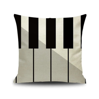 Decorbites™ Notenbrief Piano-Grafik-Druck Leinen-Kissenbezug 45x45cm Wohnzimmer-Dekoration