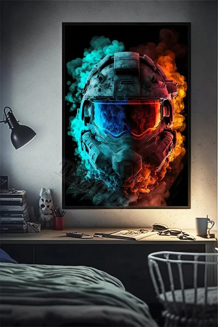 80s Retro Funny Monkey Player Gamepad Picture For Gaming Room Living Canvas Painting Print Wall Art Home Decor Aesthetics Poster