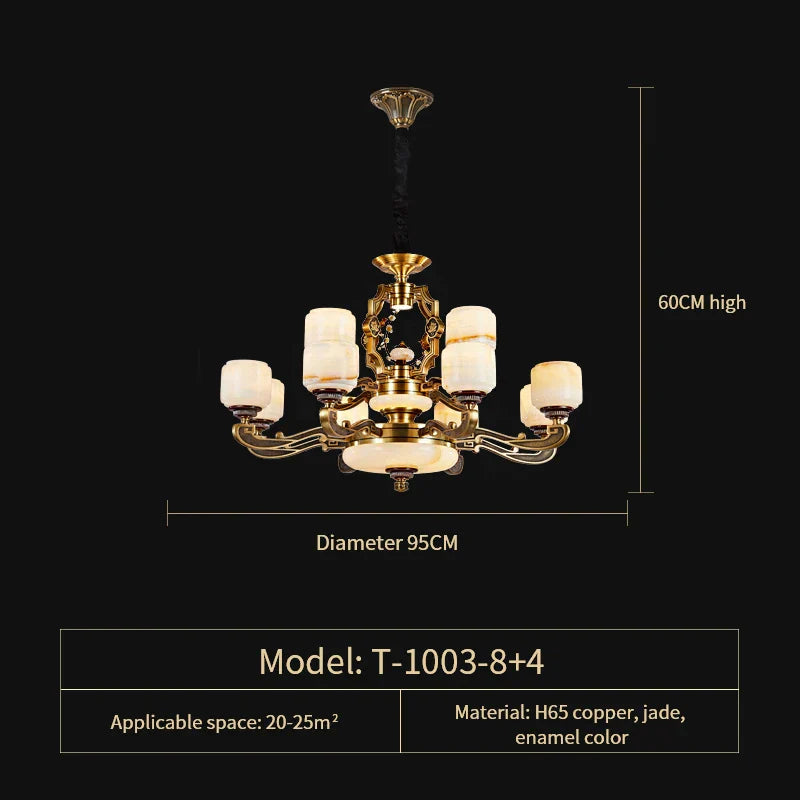 Decorbites™ Jade-Zinklegierung-Kronleuchter für Wohnzimmer, Restaurant, Halle – Elegantes chinesisches Design