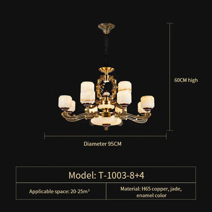 Decorbites™ Jade-Zinklegierung-Kronleuchter für Wohnzimmer, Restaurant, Halle – Elegantes chinesisches Design
