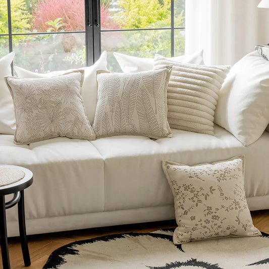 Decorbites™ Französische Creme-Jacquard-Kissenbezüge 45*45 für die Einrichtung des Zuhauses