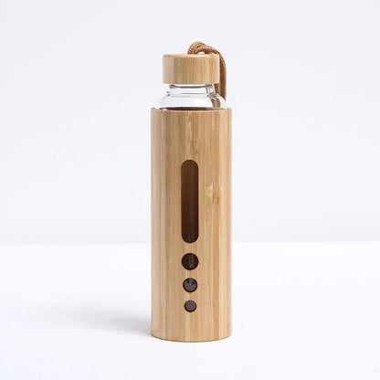 Decorbites™ Bambus-Schalen-Glas-Wasserflasche Fitness-Trinkgefäß Sport-Trinkflasche