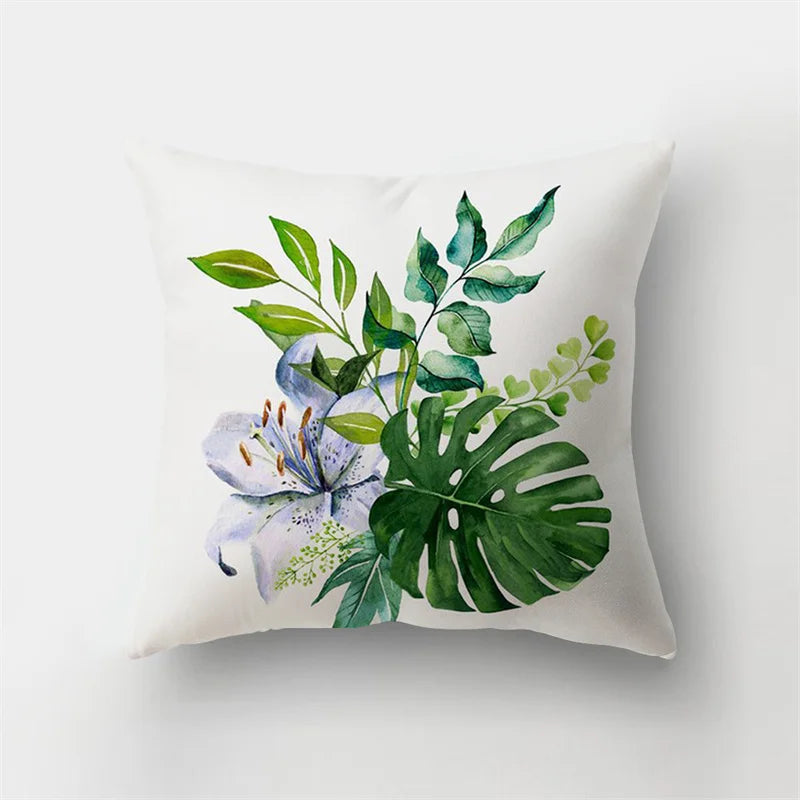 Decorbites™ Reh-Tier Kurz-Plüsch-Kissenbezug mit natürlichen Blättern und Blumen