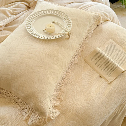 DecorBites™ French Lace Ruffles Bedding Set Queen King Size 4Pcs