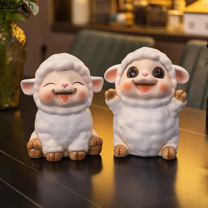 Decorbites™ Kleines Lamm Kinder-Sparbüchse Schweinchen-Sparschwein Ästhetisches Schreibtisch-Dekorationsobjekt Skulptur