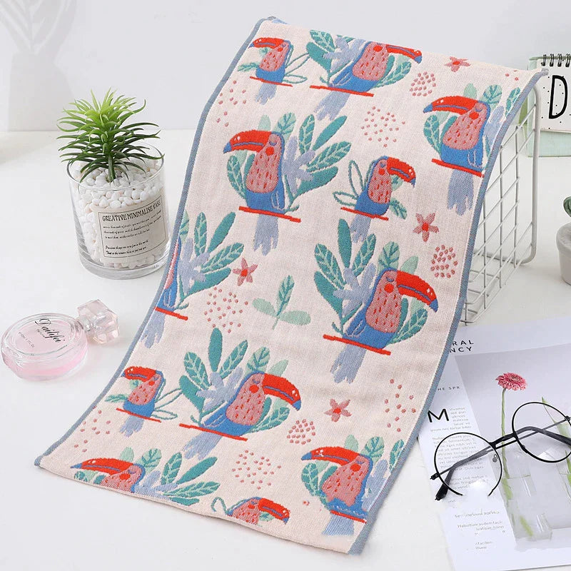 Decorbites™ Kinder-Cartoon-Gesichtstücher - Set aus 3 | Katzen-Motiv | 100% Baumwolle | 25*50cm